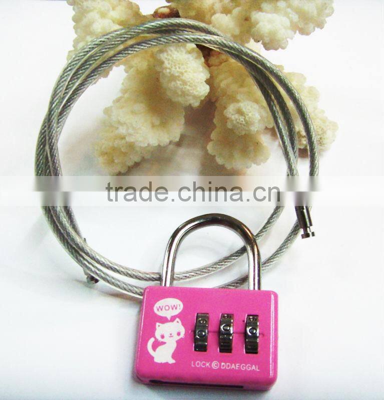 Promotion price cartoon travel wire locks cute password lock