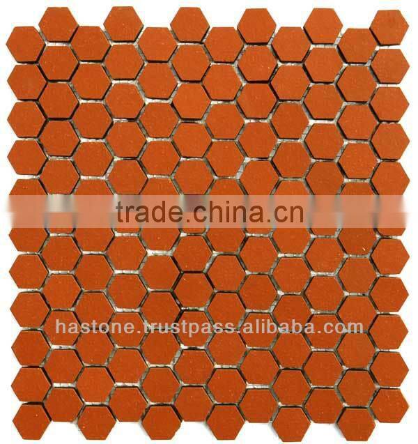 GREY YELLOW HEXAGIONAL MARBLE MOSAIC 2''