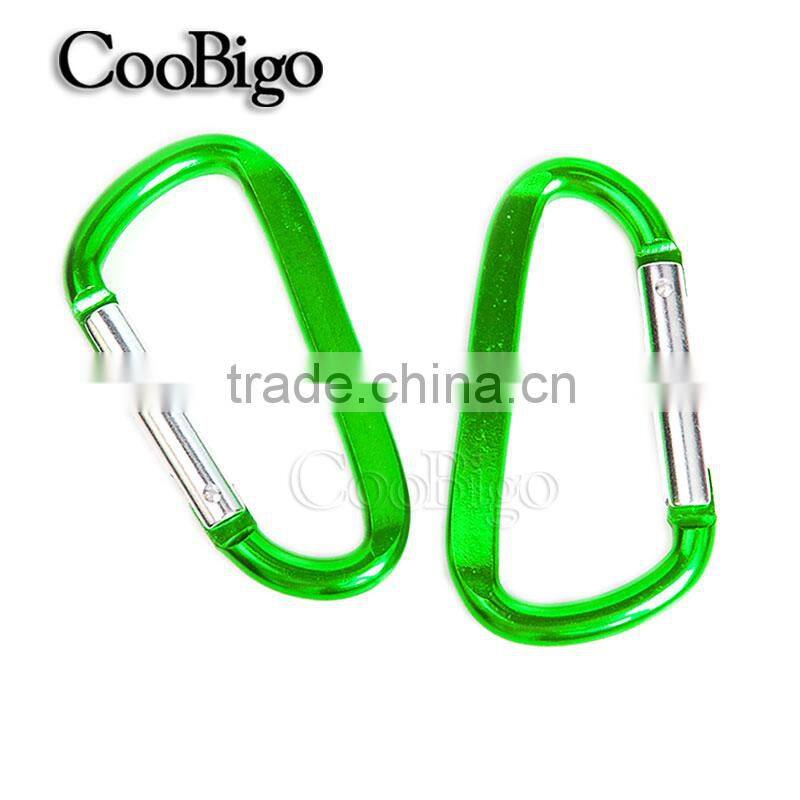 Multi-Color Aluminum Spring Flat Carabiner Snap Hook Hanger Keychain Hiking Camping #FLQ189-8C(Mix-s)