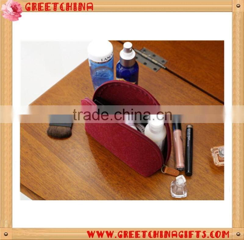Promotional customized logo cosmetic travel felt bag
