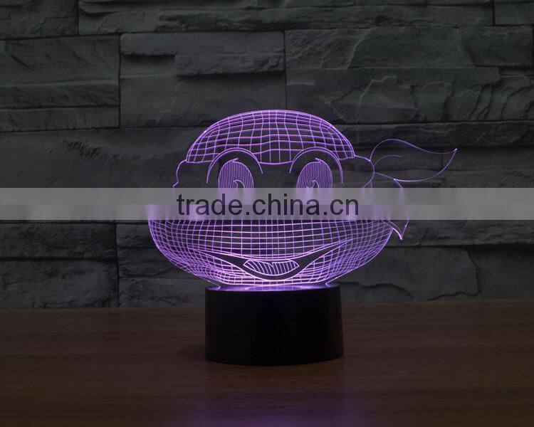 New Teenage Mutant Ninja Turtles colorful 3D LED lamp touch switch night light gradient visual illusion reading lamp Holiday