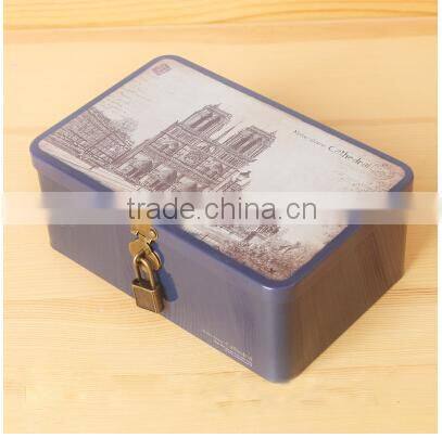 vintage style diary box, collecion tin box with lock