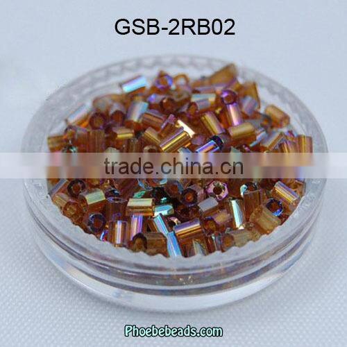 Wholesale Latest Popular Red Rainbow Glass Bugle Beads Trim In Bulk GSB-2RB03