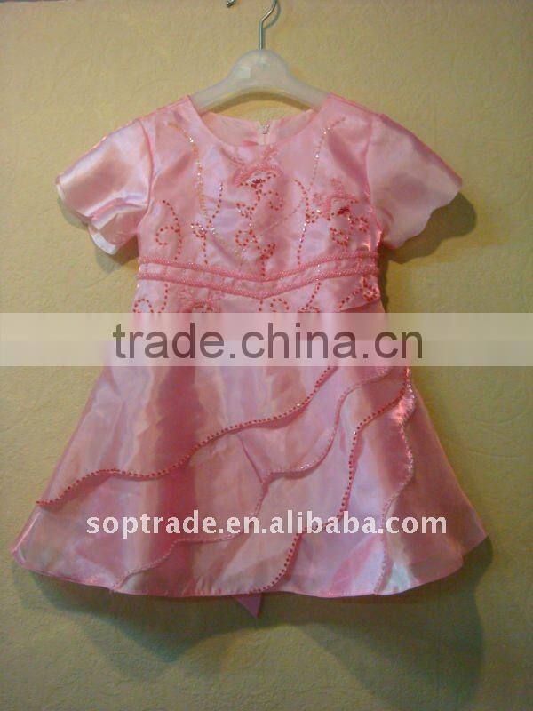 Hot sale short sleeve baby girls flower girl dresses
