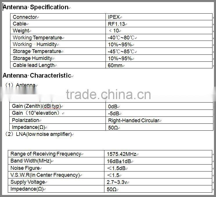 various sizes active patch antenna,GPS car internal ceramic PCB antenna 1.13 cable