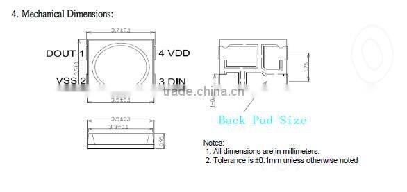 New super small mini 3535 rgb pixel led chip 5v; SK6812 3535 Addressable mini pixel led chip.