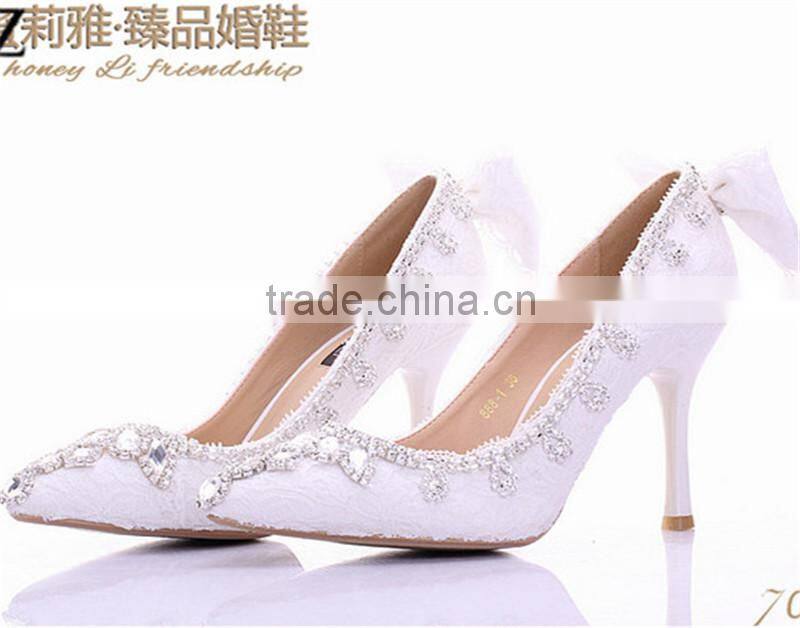 OW19 retail women fresh lace high heel wedding shoes