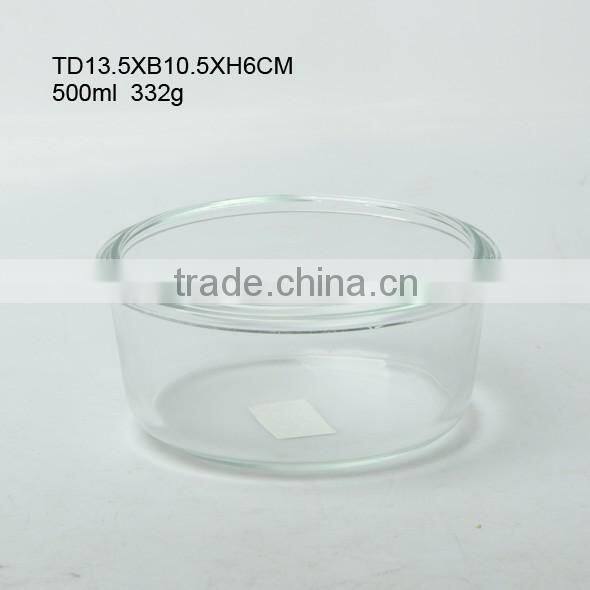 hotsale food grade 400ml round glass airtight preserving box/storage bowl