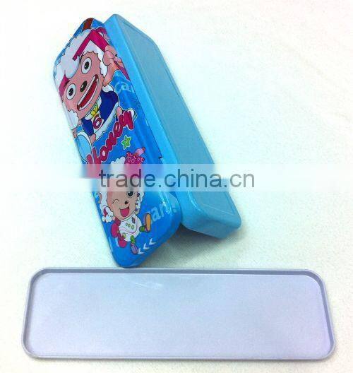 Students Tinplate Two Layers Cartoon Characters Printing Pencil Case