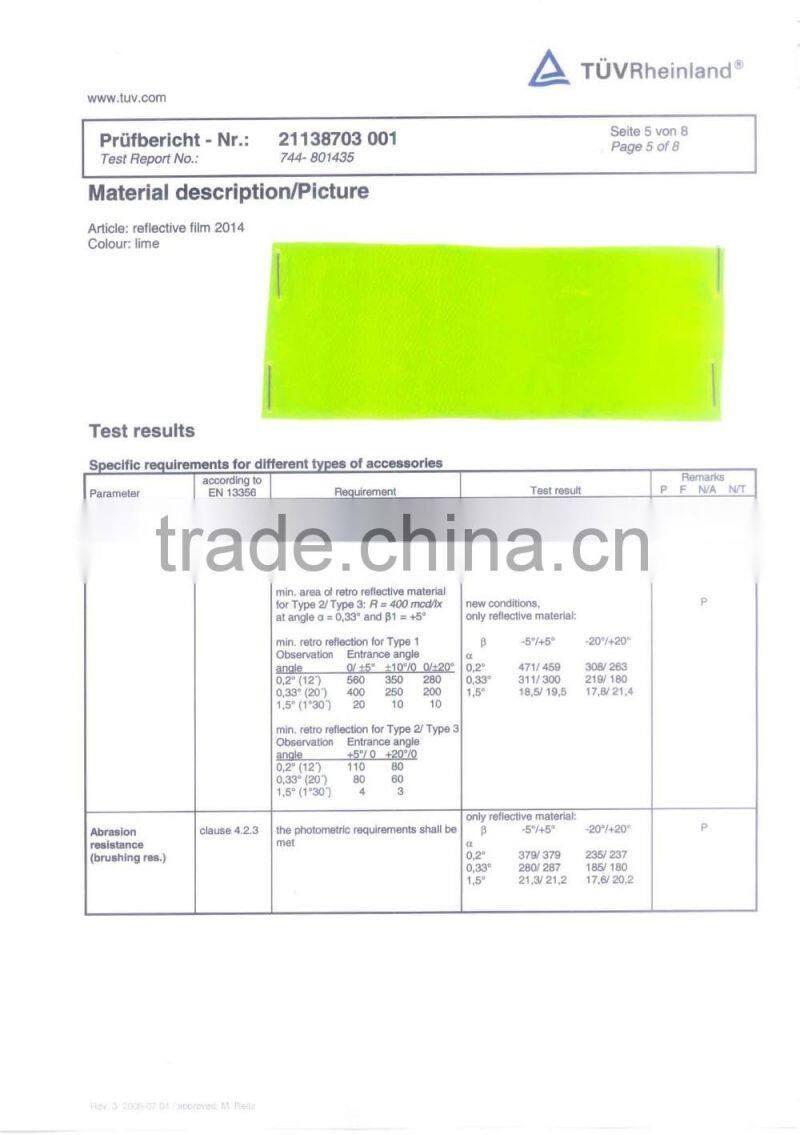 EN12899 yellow adhesive PVC reflective sheeing for printable road sign