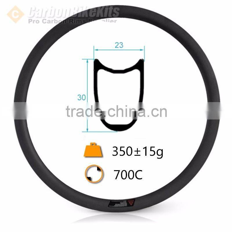 CBK good quality 23mm wide 30mm deep 700c carbon bike rims tubular CR30T