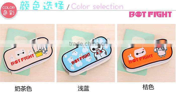 Large canvas wholesale pencil case for kids Baymax pen bag