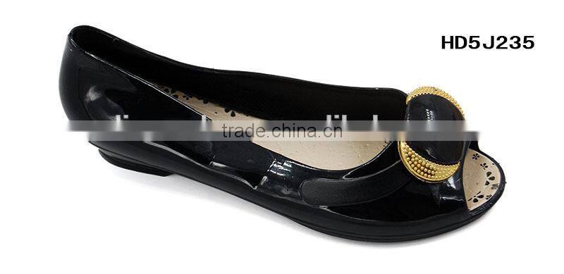 2015 sweet girl Hollowed causal Plastic Clear Jelly PVC Comfortablt Walking flat ballerina shoes for lady