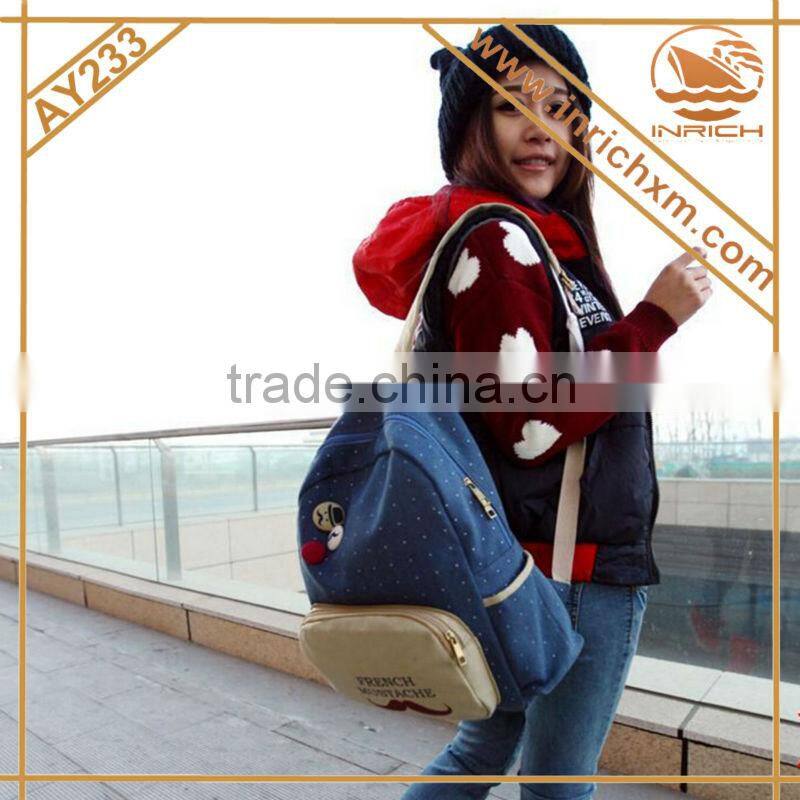 Canvas Moustache School Backpack For Teenagers Girl