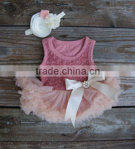 Handmade baby girls evening dresses pink flower girl dress boutique High Quality Kids dresses Flower Girl Dresses