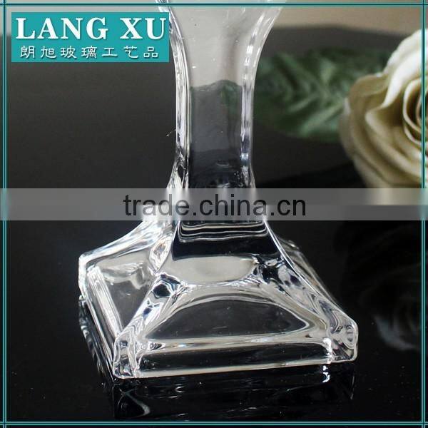 Pedestal decorative clear long stem candle holder glass