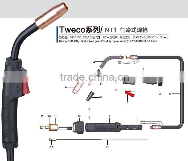 TWECO type super quality MIG/MAG welding torches of NT1