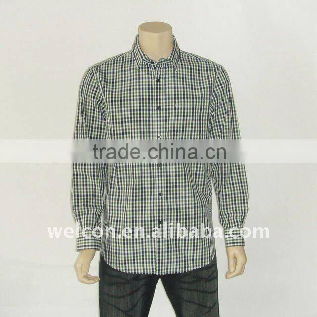 Men's 100% cotton long sleeve stylish Fine grid classic casual shirt