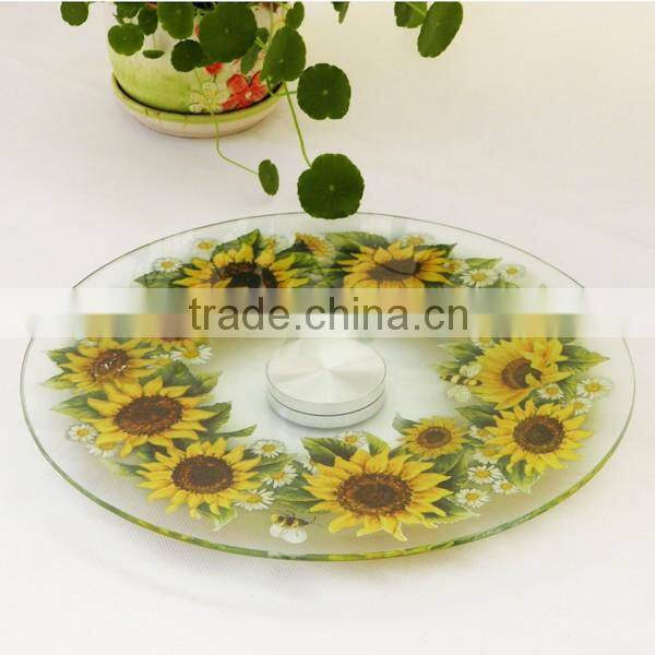 Hot selling customized rotating tempered glass lazy susan