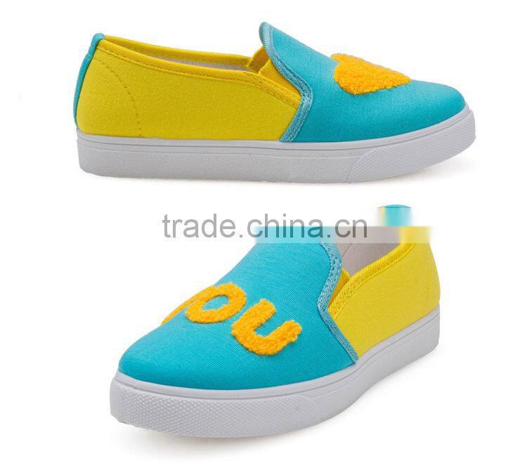 2015 New Round Sweet Love Heart Singles Shoes Low Heels Slip-on Lazy Flat Shoes Leisure Shoes Women Sneakers Canvas Shoes