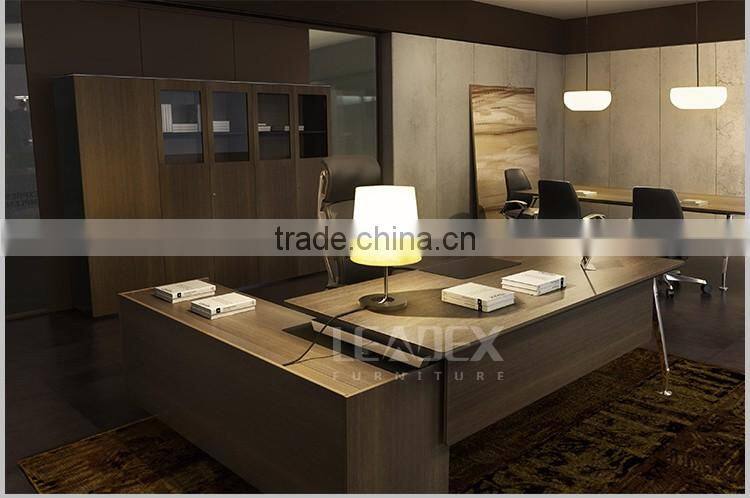 Luxury wooden executive office desk with metal frame