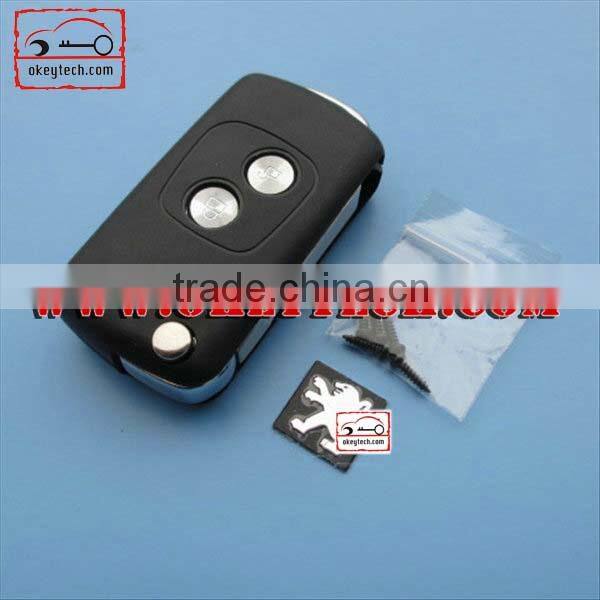 OkeyTech Peugeot 407 2 buttons flip remote key shell with groove blade for key cover peugeot 307 for peugeot 407 key