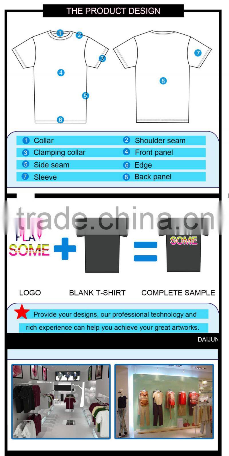 Daijun oem popular fashion black 100% polyester sublimation t shirt men