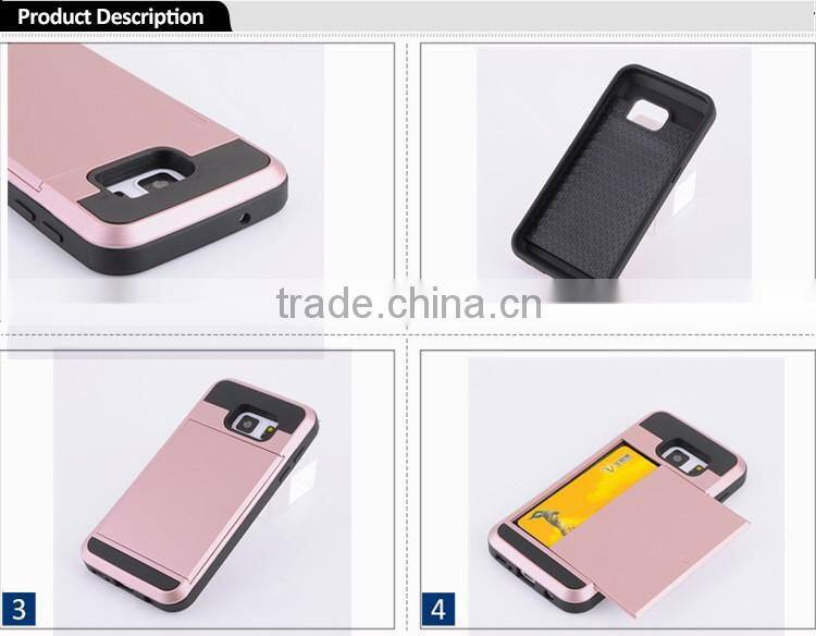 TPU PC card slide holder phone case for Samsung Galaxy S7 case