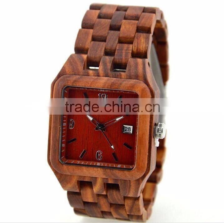 Fashion wood wrist watch with custom logo red sandalwood