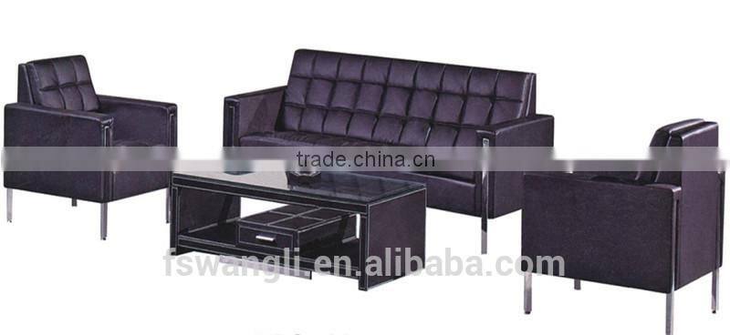 Stainless steel purple leather office sofa set
