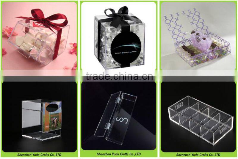 Rectangular shaped lucite storage box desktop designed acrylic dustcover