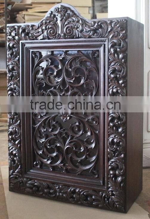 Antique Heavy Carved Mahogany Jewelery Box