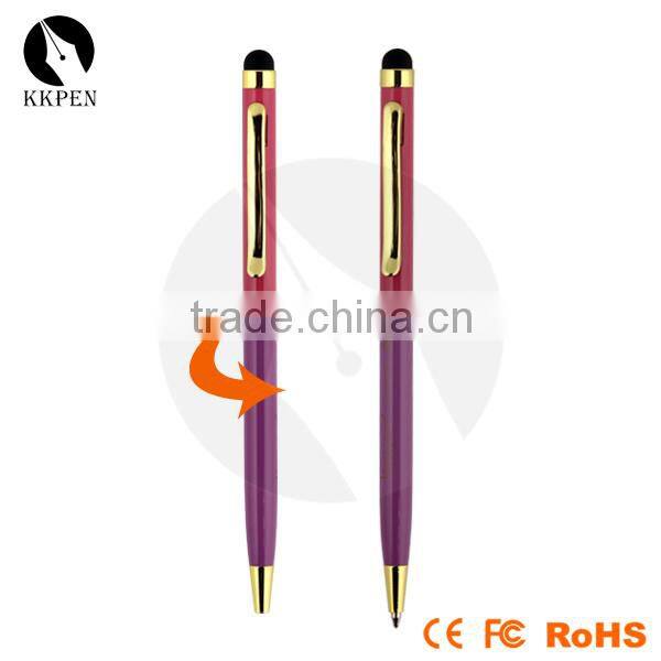 T208 slim ball pen with stylus