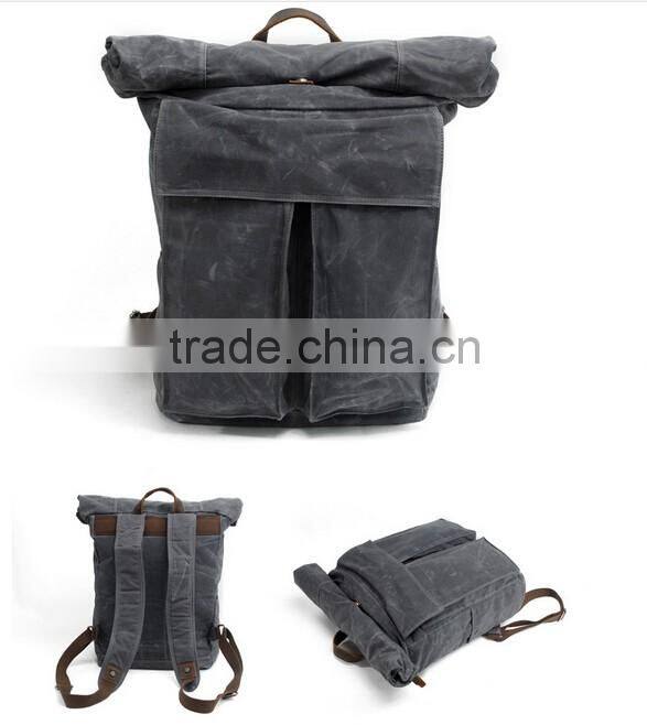Oem custom design leather backpack bag outdoor backpack grey