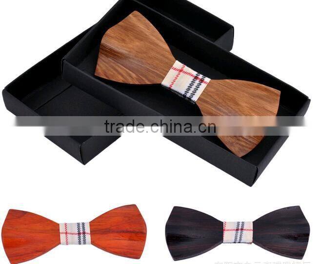 men Bamboo bow tie wholesale matts triangle plaid shape gentleman bow tie
