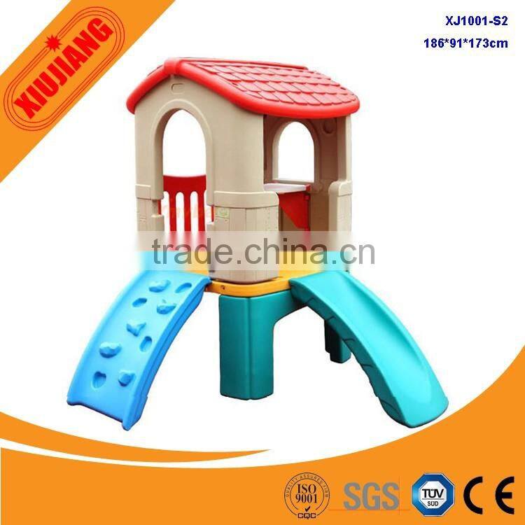 Kindergarten gymnastic systems children game center plastic play house with slide
