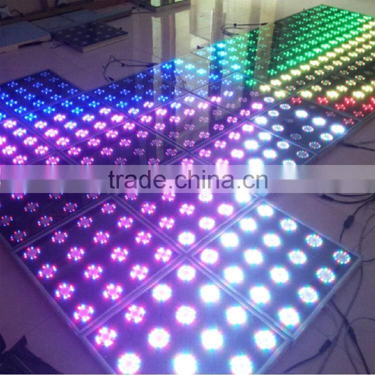 100% Factory Direct Sale 50x50cm 10mm Tempered Glass 192pcs SMD3528 3in1 RGB 4*4 Pixel Interactive LED Dance Floor