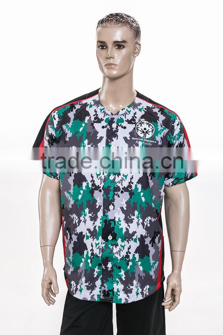 plain white sublimation men's fashion camo baseball jersey