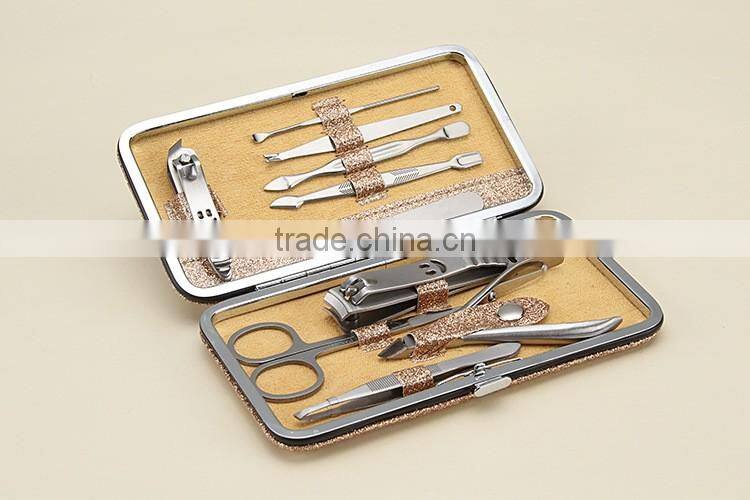 Bonvatt beauty stainless steel manicure set shining colorful pouch luxury manicure set