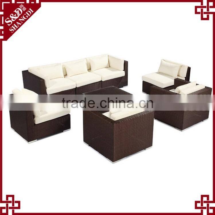 Modern living room furniture 7-seat design rattan weave american sofa set