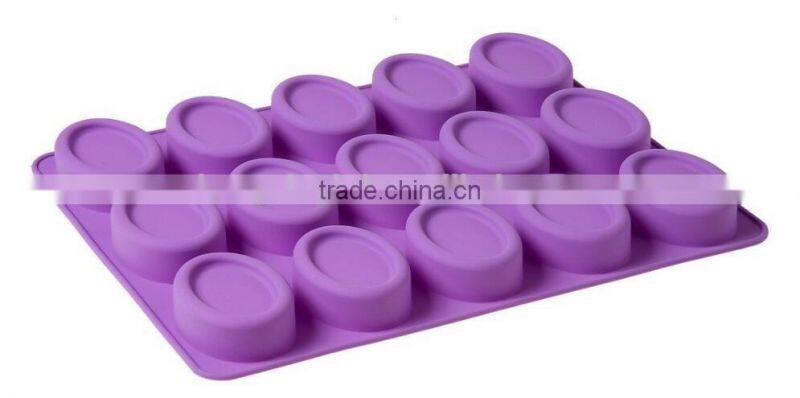 15 Cavity Oval Shaped Silicone Handmade Flexible Cake Soap Mold