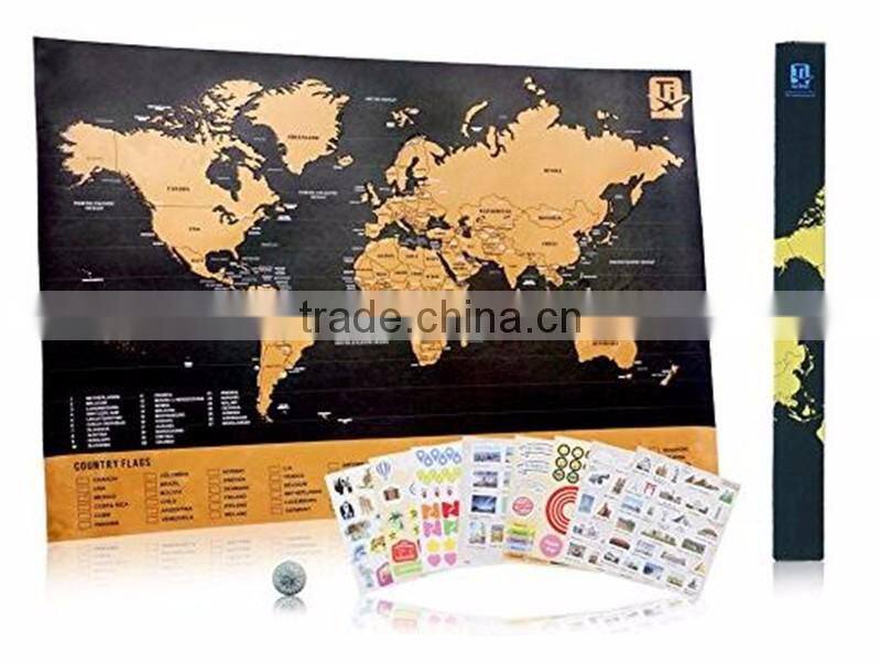 Travel Inspired Scratch Wanderlust Poster Map with 229 Travel Stickers AMA-10