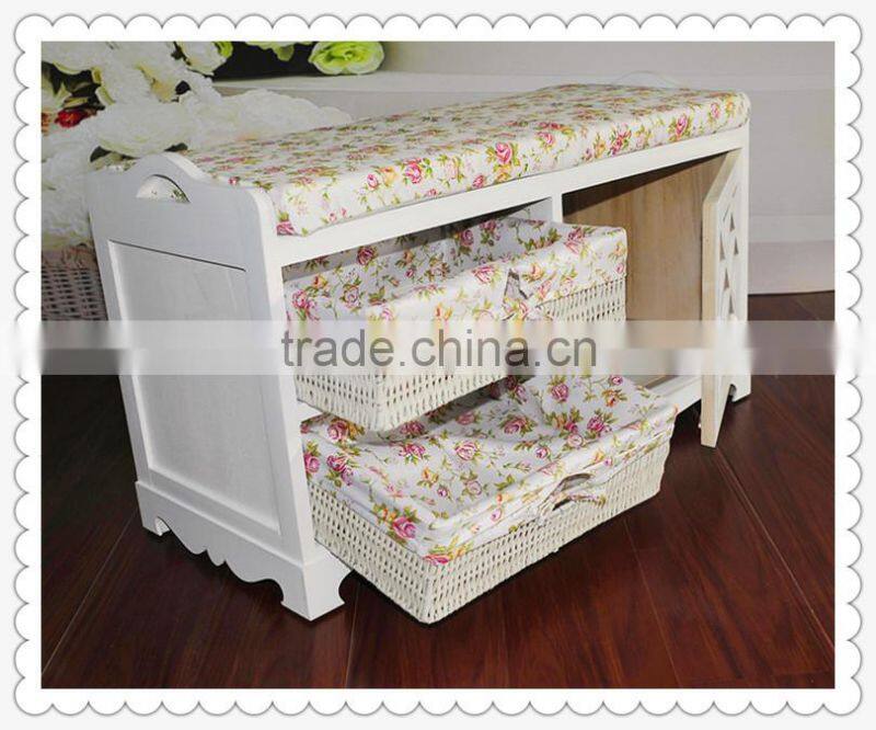 Unique new design decorative antique unfinished wooden cabinet with basket drawers