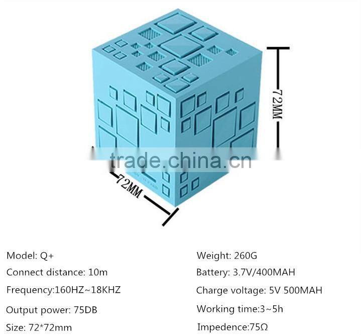 NEW Wholesale Magic Cube Mini Bluetooth Speaker Q Plus Portable Subwoofer Speaker Music Player With FM Radio