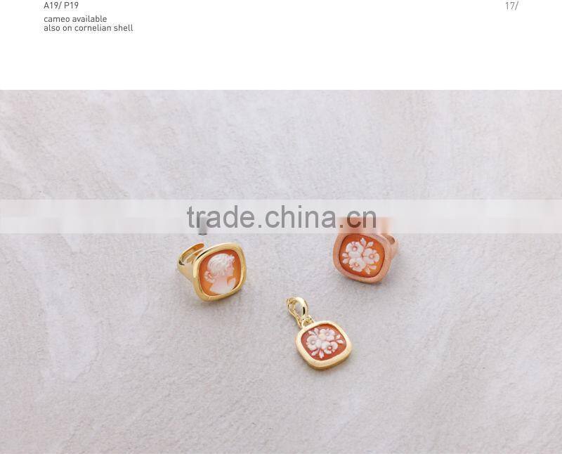 New Product 925 Sterling Silver Classic Flower And Fairy Cameo Pendant and Ring Made in Italy