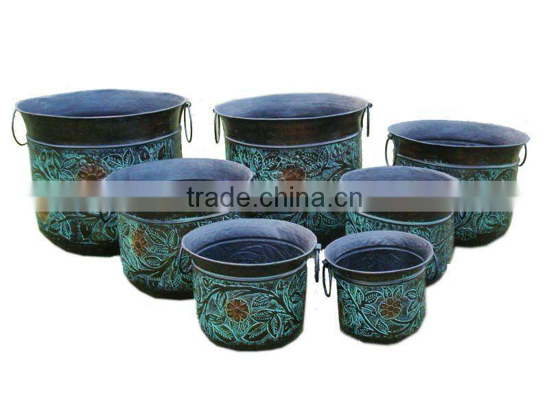 Outdoor Tree Planters, Large Garden Planters, Hand Embossed Garden Planters