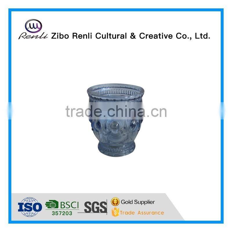 Elegant Blue Crystal Vintage Wine Glass Candle Holder Goblets