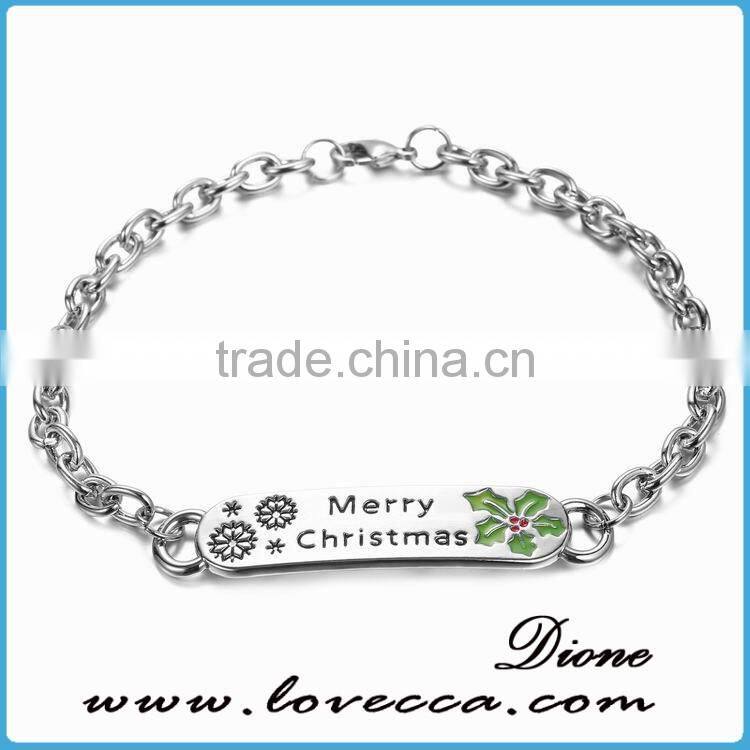 2016 HOT selling Merry Christmas and snowflake gift jewelry Christmas chain bracelets