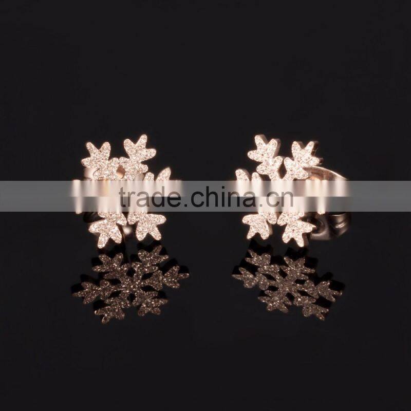 2017 New Arrival 316L Stainless Steel Snow Flower Earring Stud Earring for teens Women