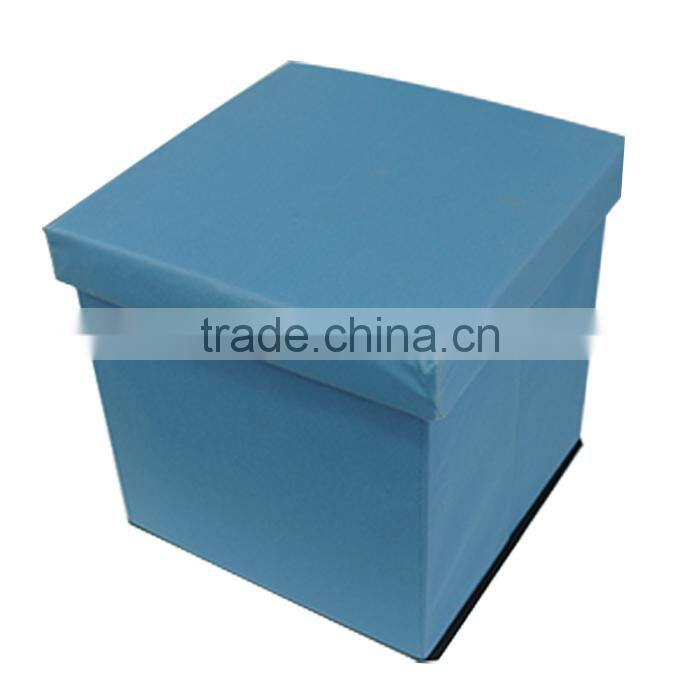 Blue Storage Ottoman Foot Rest Stool